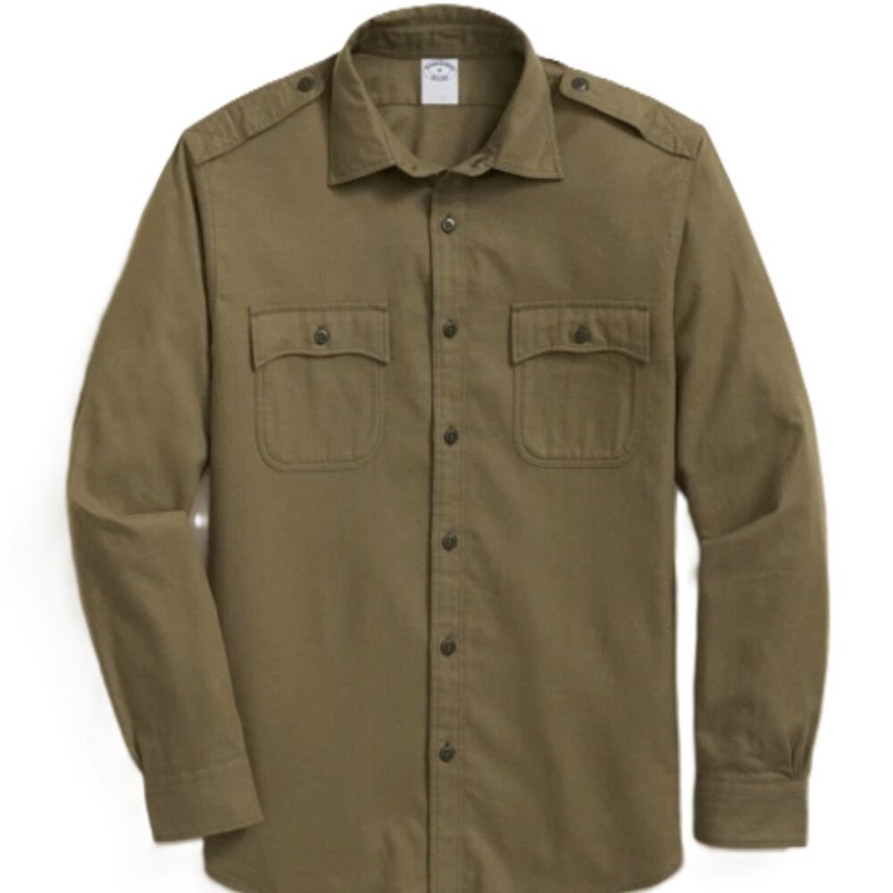 Brooks Brothers 1818 Cotton Cashmere Flannel Military Shirt XL NWT